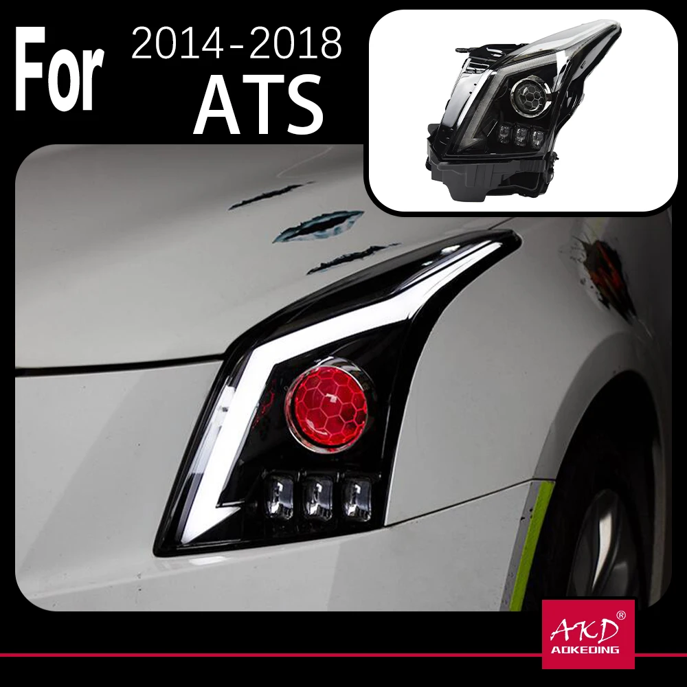 

AKD Car Model Headlight For Cadillac ATS-L 2014-2018 Headlights LED DRL Running lights Bi-Xenon Beam Fog lights angel eyes Auto