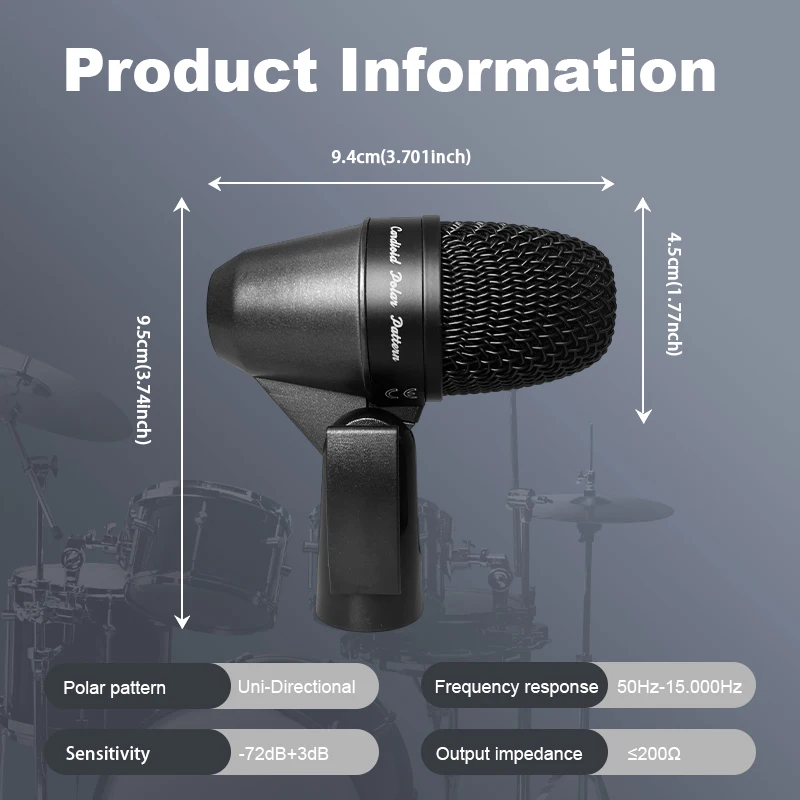 Фото LN-56 Band Performance Портативный маленький микрофон Барабанщик Инструмент Джаз Барабан Сцена Проводной микрофон Профессиональный микрофон HD Звук №2