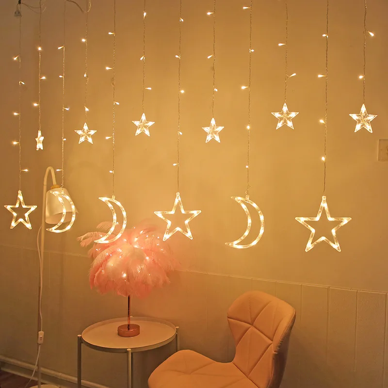 

Star Moon Led Curtain Garland String Light Eid Mubarak Ramadan Decoration Islam Muslim Party Decor Eid Al Adha Kareem
