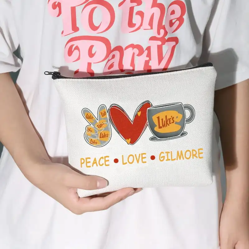 Funny, Peaceful and Loving Gilmore TV Show Lorelai and Rory Fans Cosmetic Bag Gift Zipper Pouch Makeup Bag For Friends and Famil