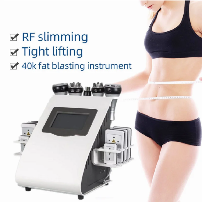 

Body Slimming Shape Machine 6 in 1 Vacuum 40K Cavitation RF Lipo Laer Pads Weight Loss Fat Face Burning Lifting Skin Tightening