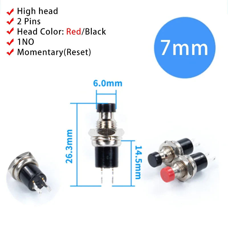 Кнопочный переключатель SBLSBR FBS-110 3A/125В 1A/250В красный/черный