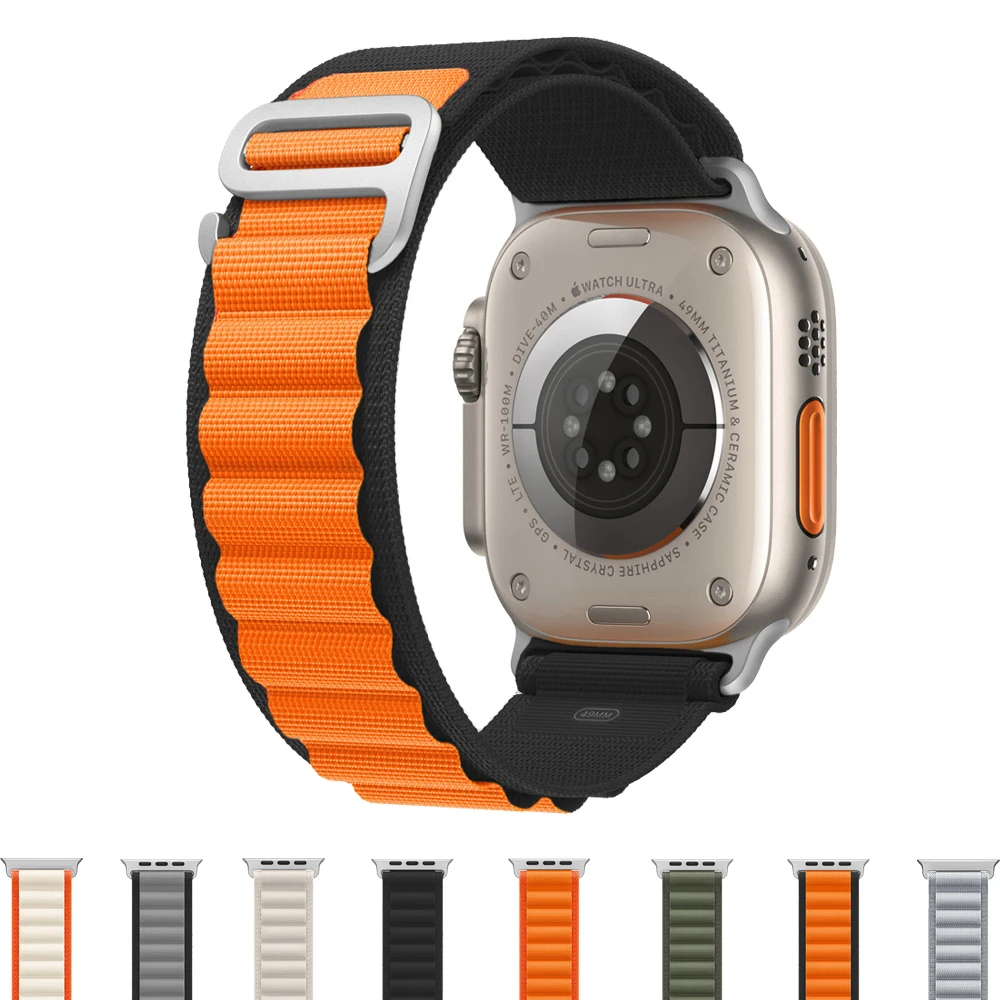 

Ремешок для apple watch ultra 8 7 6 5 4 3, нейлоновый браслет для наручных часов iwatch band 49 мм 45 мм 41 мм 44 мм 40 мм 42 38 мм