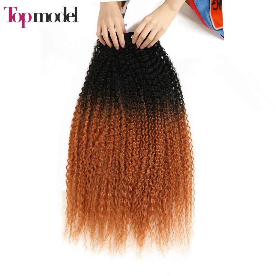 

TOP MODEL Synthetic Afro Kinky Curly Heat Resistant Deep Curly Hair Bundles Ombre Blonde Wavy Hair Extensions Weave Bundles