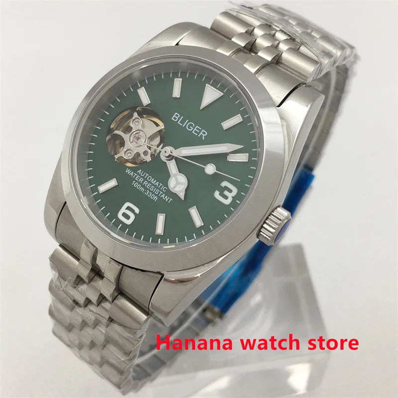 Зеленый светящийся циферблат с черепом NH38A 36 мм/39 мм Japan NH38 автоматический мужской