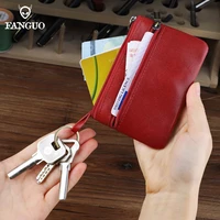 fashion genuine leather slim coin purse women coin purse men zipper around short wallet card key holder mini money pouch