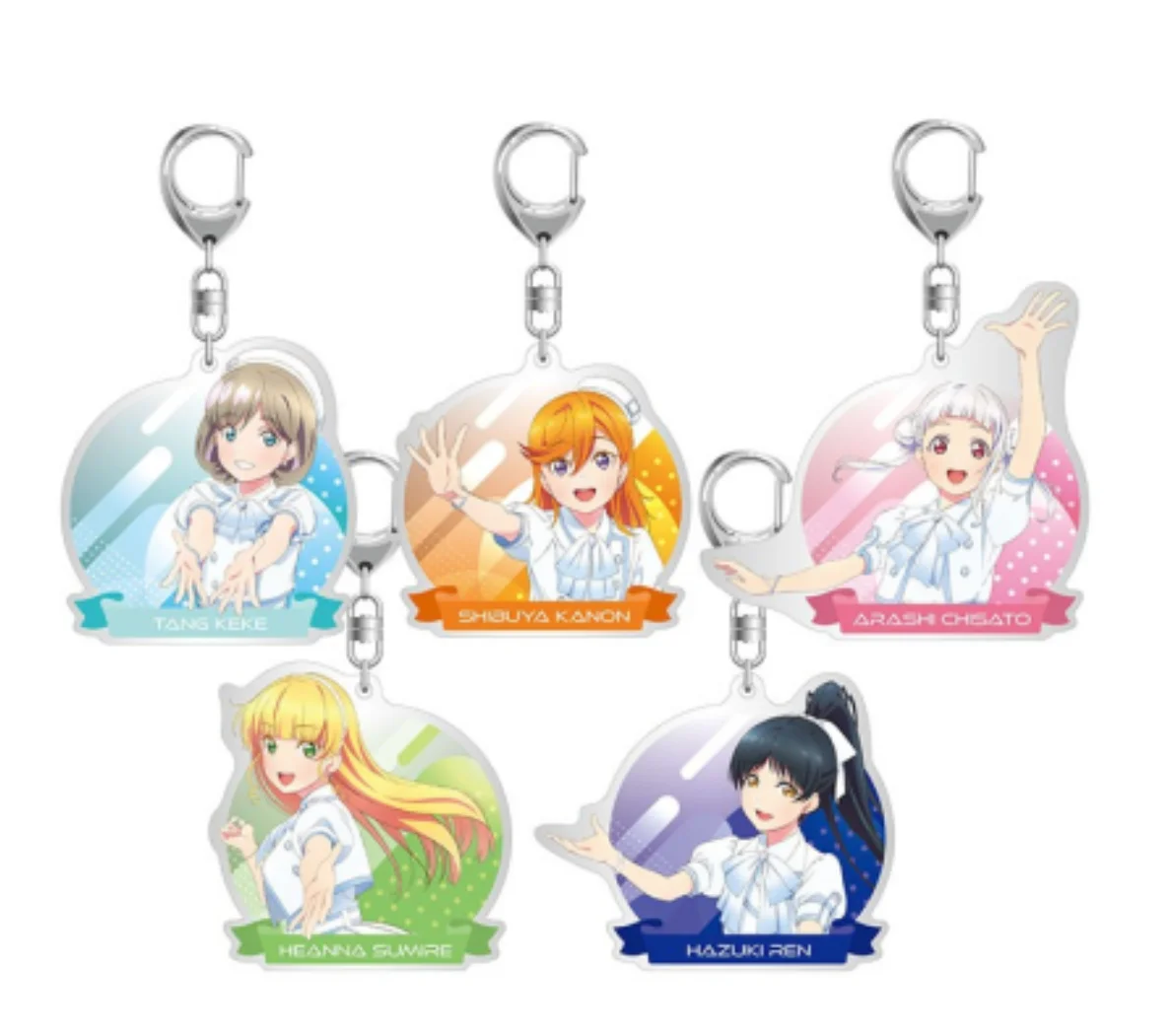 

Anime Love Live LoveLive Superstar Keychain Doll Tang Keke Shibuya Kanon Arashi Chisato Acrylic Keyring Bag Pendant for Gift