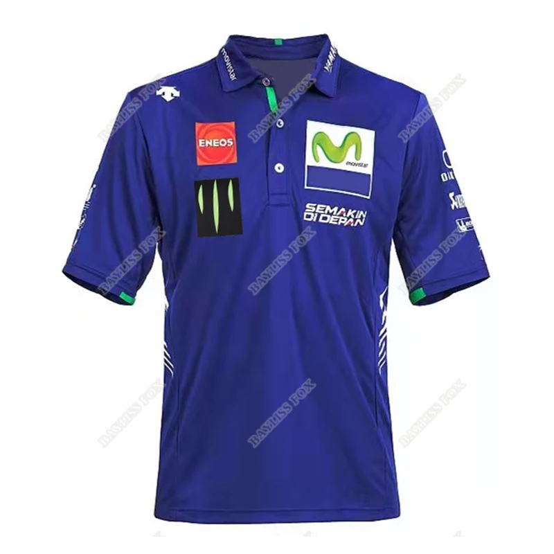 

Рубашка-поло Moto GP 2022 для завода Yamaha гоночной команды мотоциклетная мужская синяя рубашка из полиэстера с лацканами быстросохнущая не выцве...