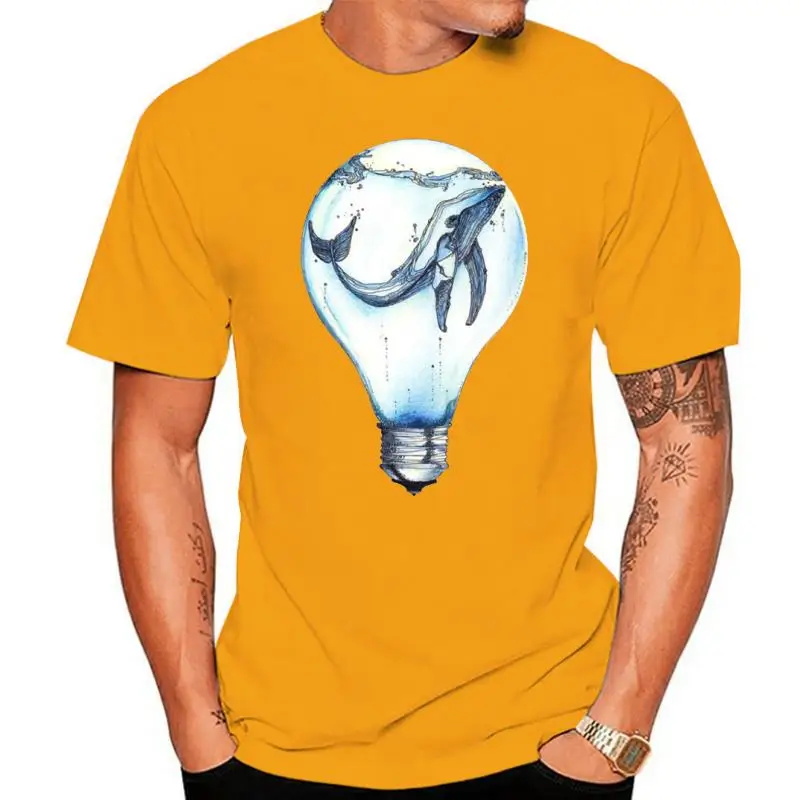 

new Men short sleeve t-shirt Featuring Whale Inside A Colorful Light Bulb Classic t shirt tees tops harajuku streetwear 4XL 5XL