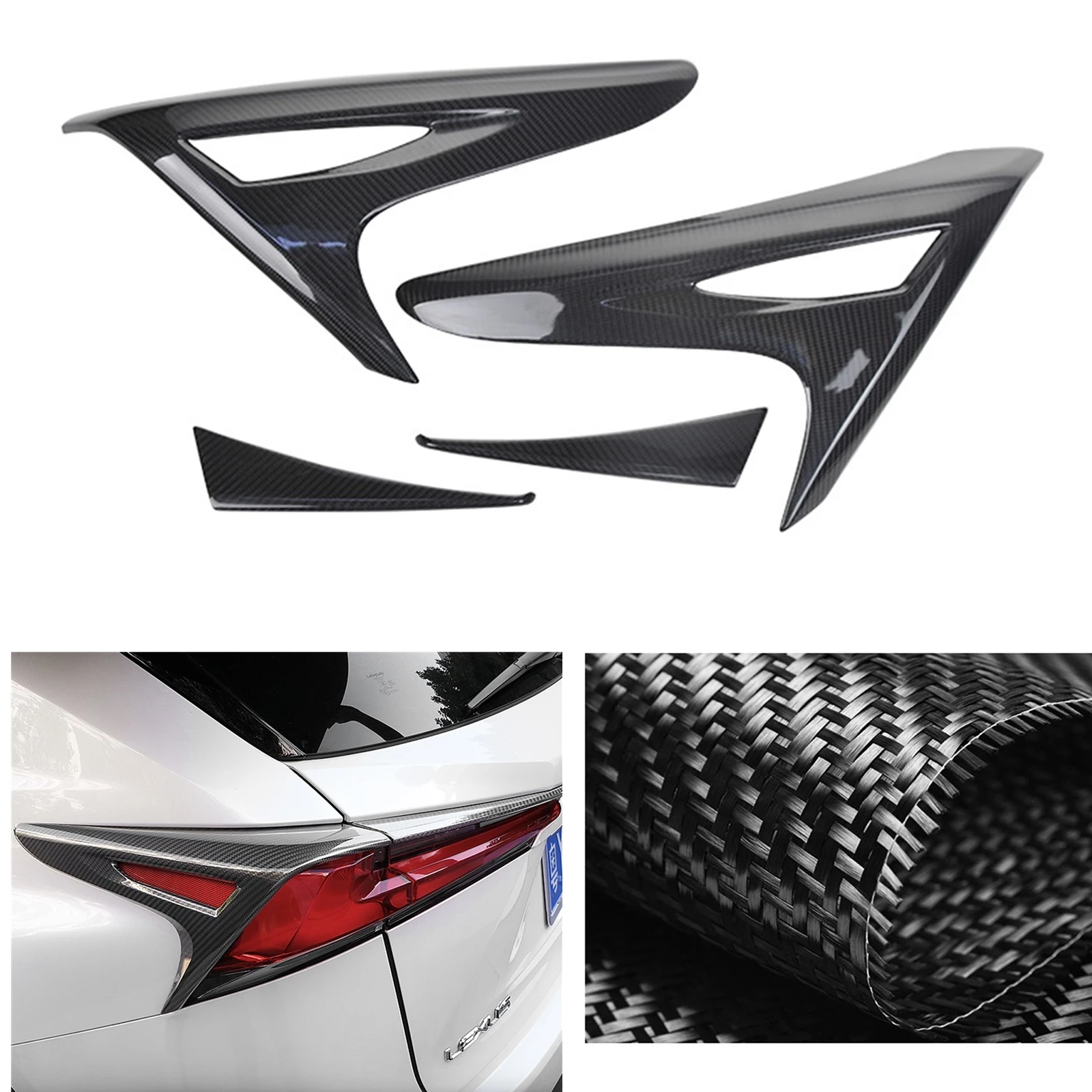 

For Lexus NX200 NX300 450 UX260 2015-2020 Taillight Eyebrow Taillamp Eyelid Trim Carbon Fiber Rear Light Tail Lamp Brow Strip