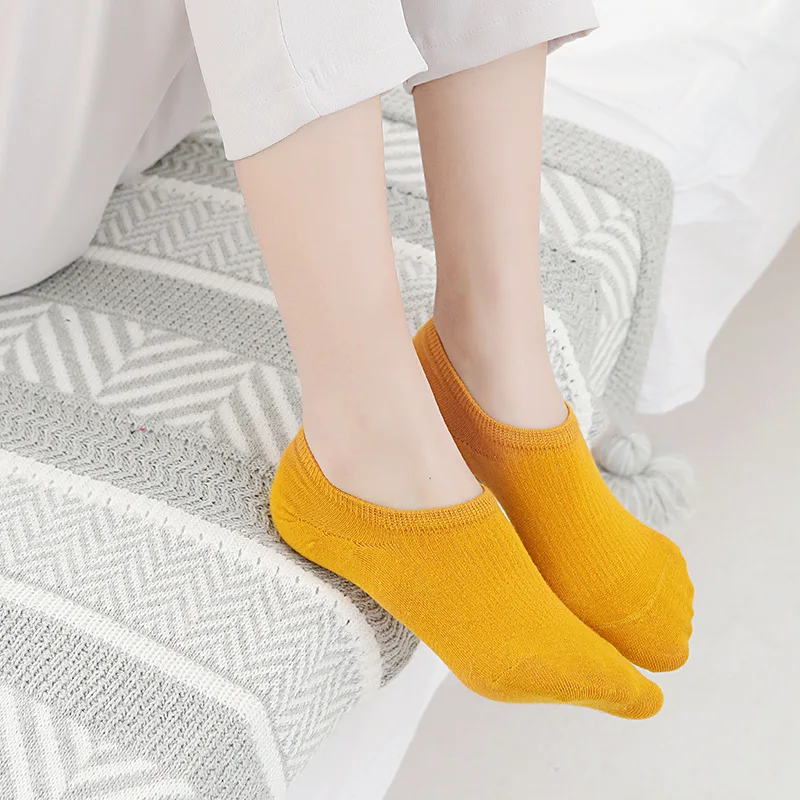 

Cotton Woman Sock Slippers Casual Solid Color Summer Women Invisible No Show Socks Non-slip Silicone Low Cut Ankle Boat Socks