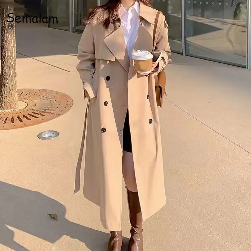 

Autumn Winter Woman Long Trench Coat Fashion Korea Streetwear Style Loose Cloak Casual Elegant Khaki Thin Women Windbreaker Coat