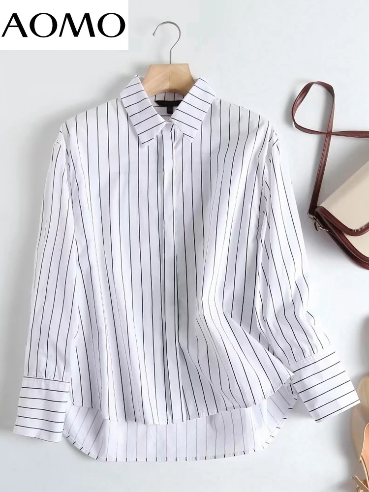 

Женская хлопковая рубашка в полоску, с длинным рукавом