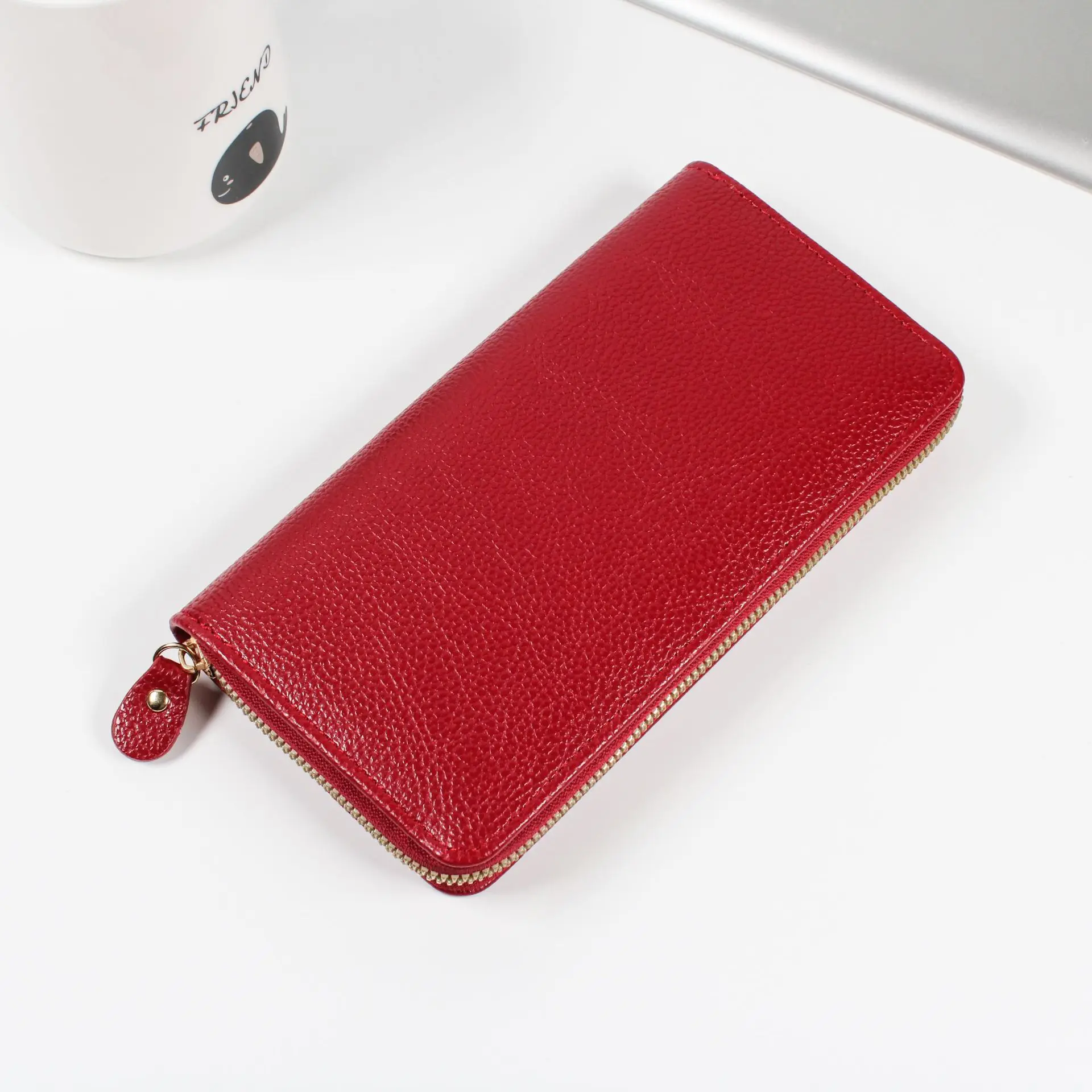 Free Personalization Leather Wallet for Women Fashion Pebble Grain Handbag Multi-Cards Large Capacity Bag Coin Purse Gift Idea