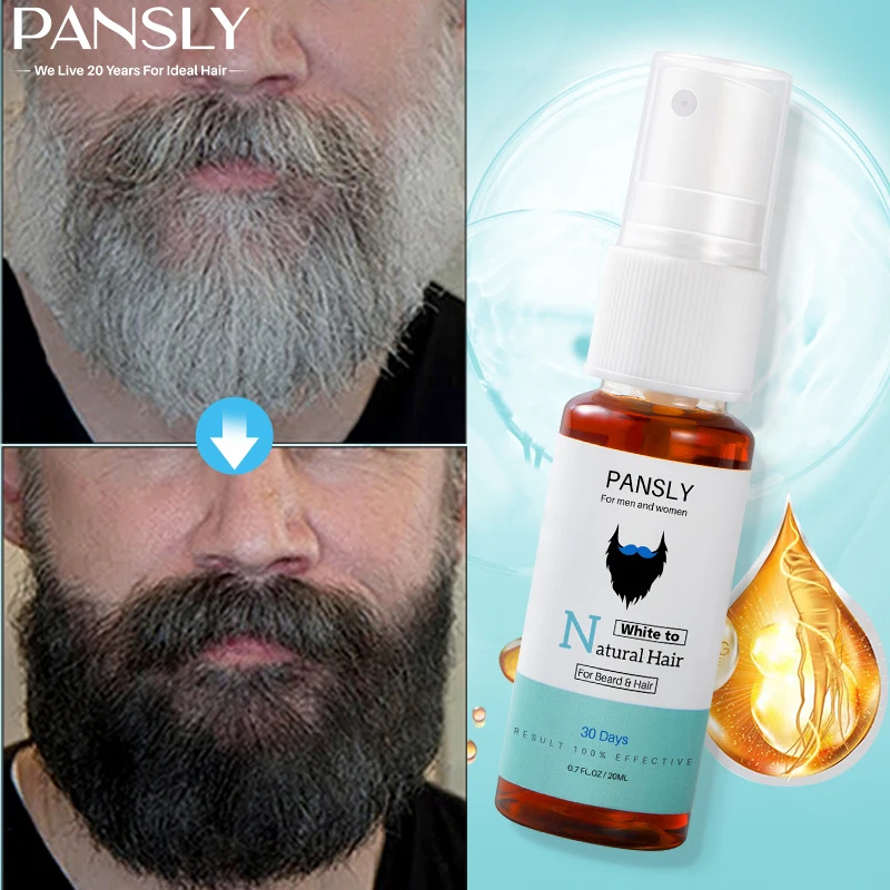 PANSLY Restore White Beard Hair To Natural  Color Spray Unisex Herbal Cure White Gray Hair Treatment Tonic Growth Essence Serum