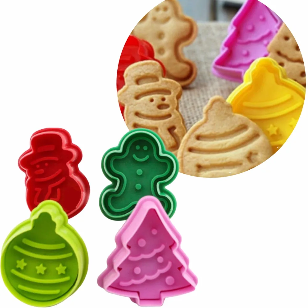 

4Pcs/Set Santa Claus Snowflake Gingerbread Man Biscuit Cutters Cake Decorating Tools Cookie Cupcake Mould Fondant Pastry Baking