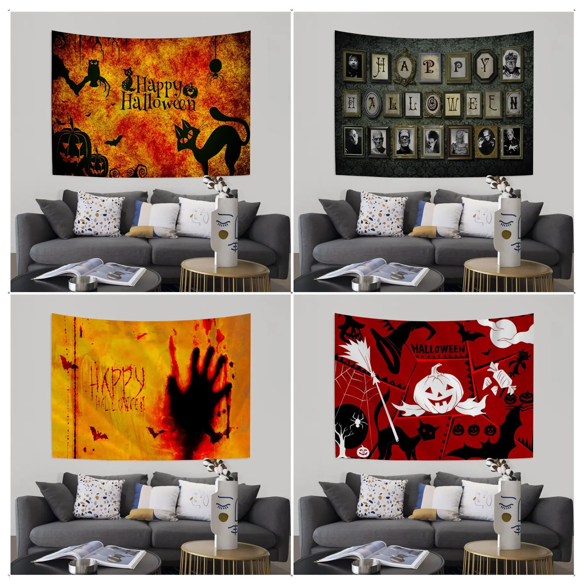 

Happy Halloween Hanging Bohemian Tapestry Indian Buddha Wall Decoration Witchcraft Bohemian Hippie Cheap Hippie Wall Hanging