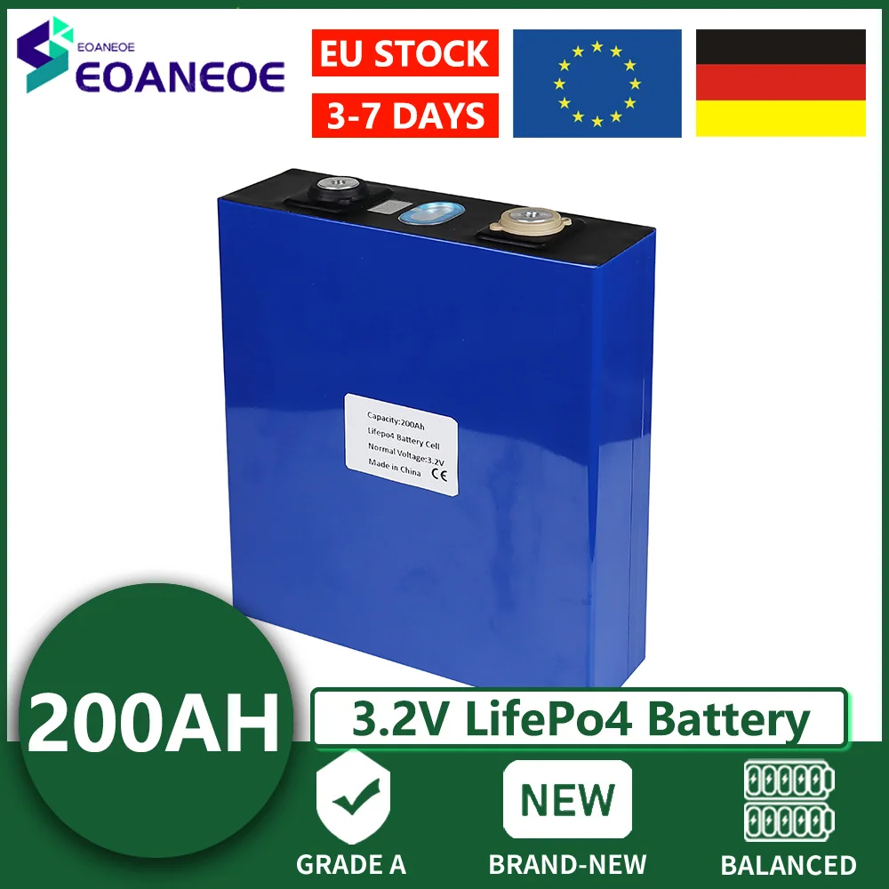 

Grade A 3.2V 200AH Lifepo4 Battery Pack Lithium Iron Phosphate Cell 12V 24V 36V 48V for EV RV Golf Cart Rechargable Batteries