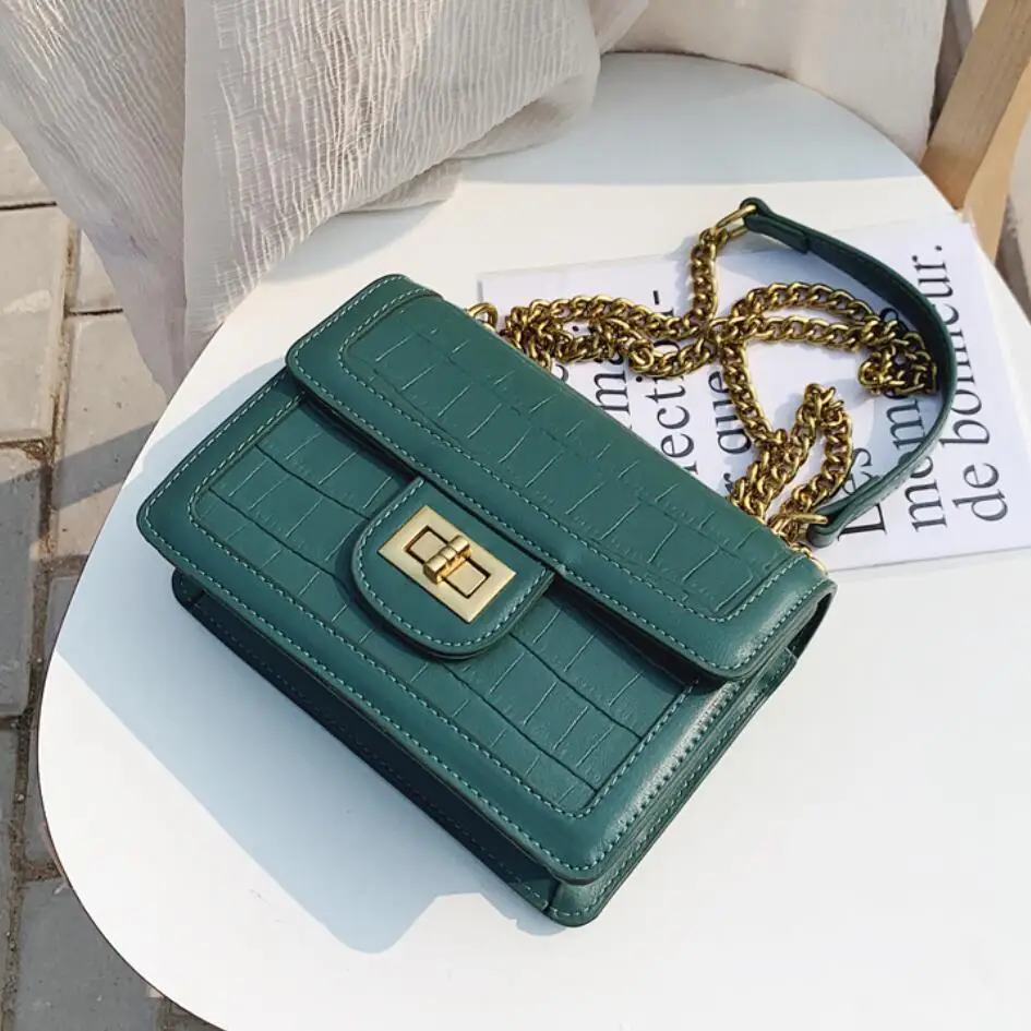 

Crocodile pattern Square Crossbody bag 2020 New High quality PU Leather Women's Designer Handbag Chain Shoulder Messenger Bag