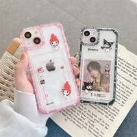 sanrio kuromi cute cartoon phone cases for iphone 13 12 11 pro max xr xs max 8 x 7 se 2022 transparent shockproof silicone case