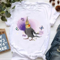 2022 kawaii crazy bird lady graphic print t shirt women clothes cockatiel parrot tshirt femme harajuku shirt summer fashion tops