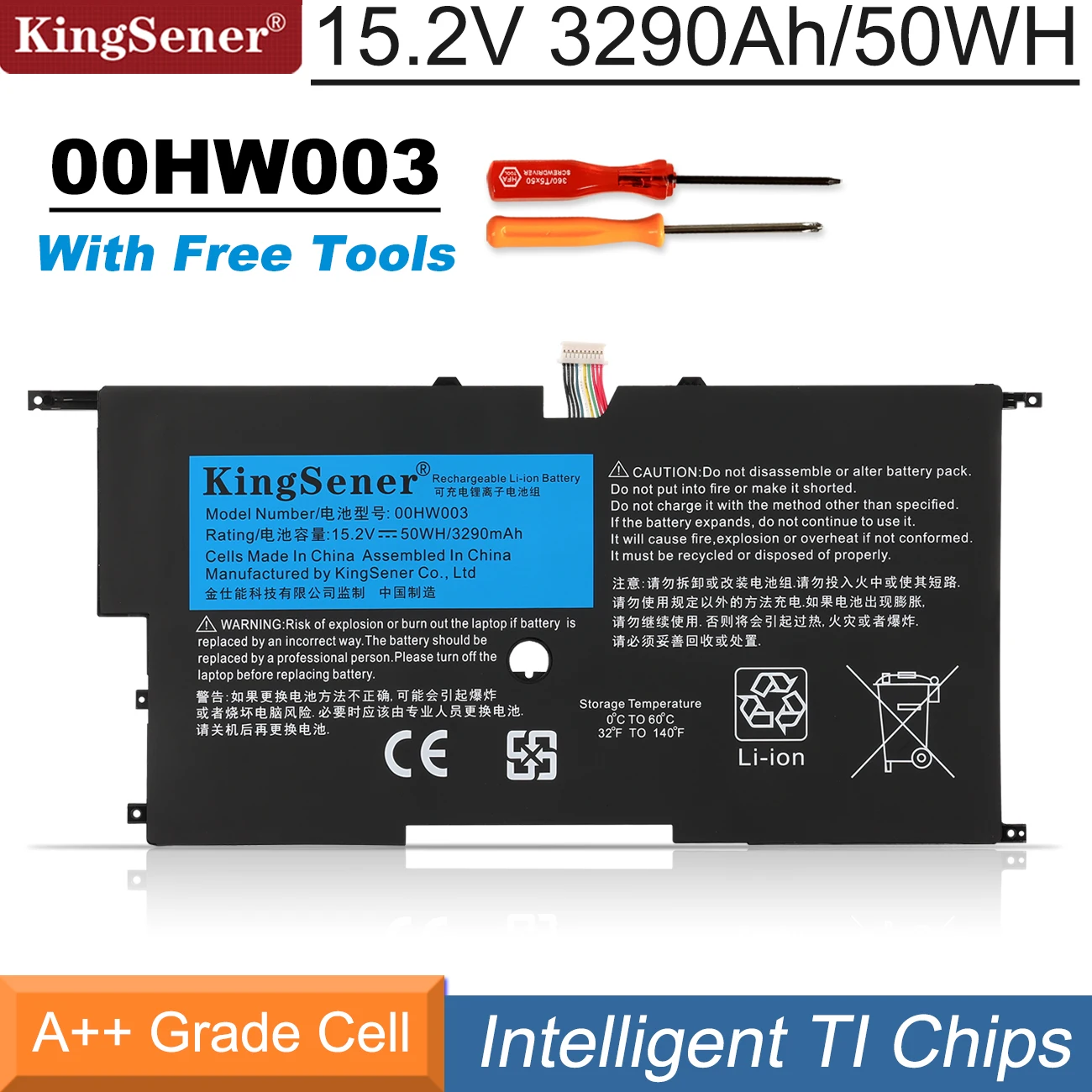 Kingsener 00hw003 Sb10f46440 45n1700 Bateria do Portátil para Lenovo Thinkpad x1 Carbono Gen3 2023 x1 Carbono 2014 Gen2 00hw002 45n1702