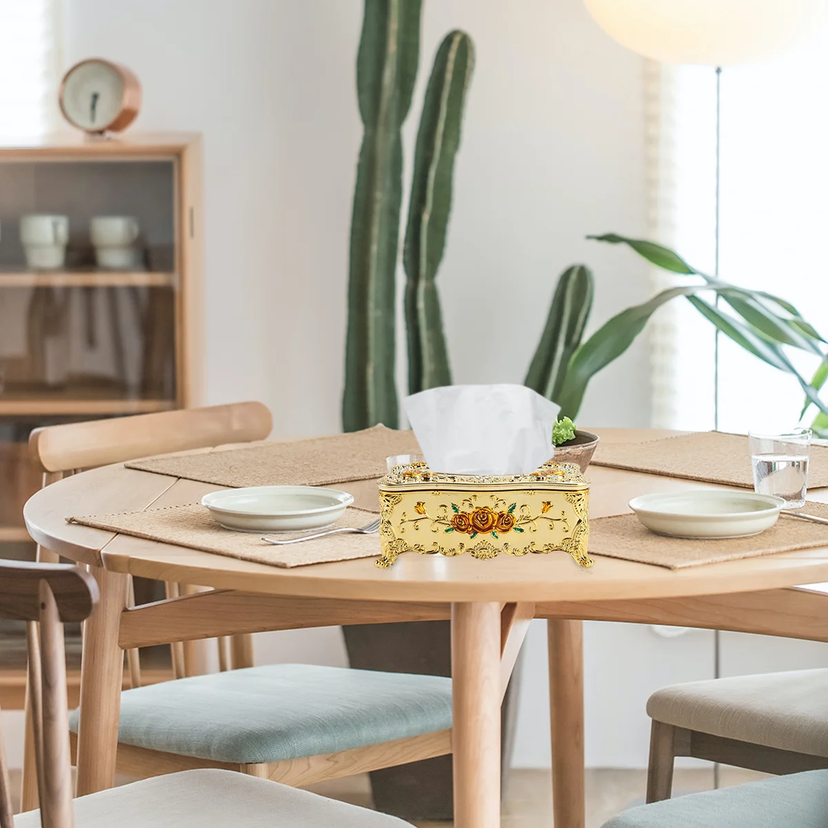 

European Style Tissue Box Holder Napkin Dispenser Bathroom Decorative Container Rose Design