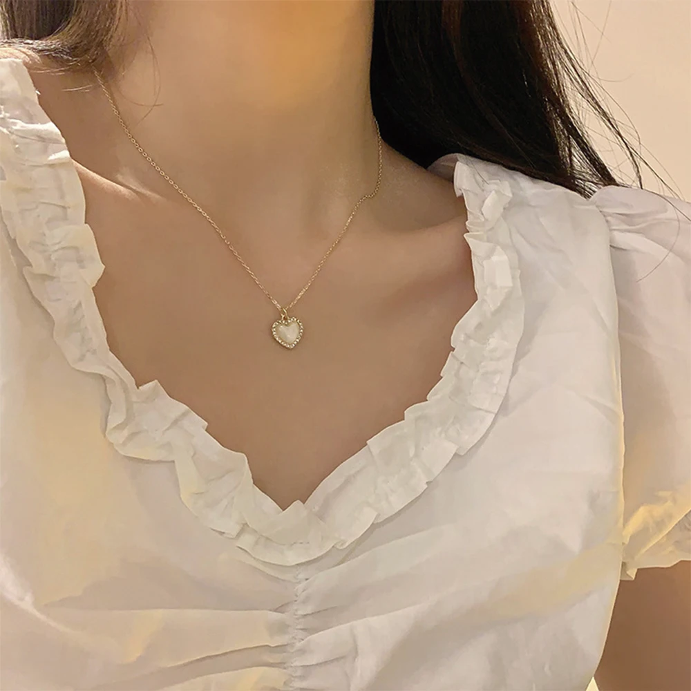 

Fashion Necklace Temperament Opal Love Necklace Ladies Romantic Gift Jewelry for Girl