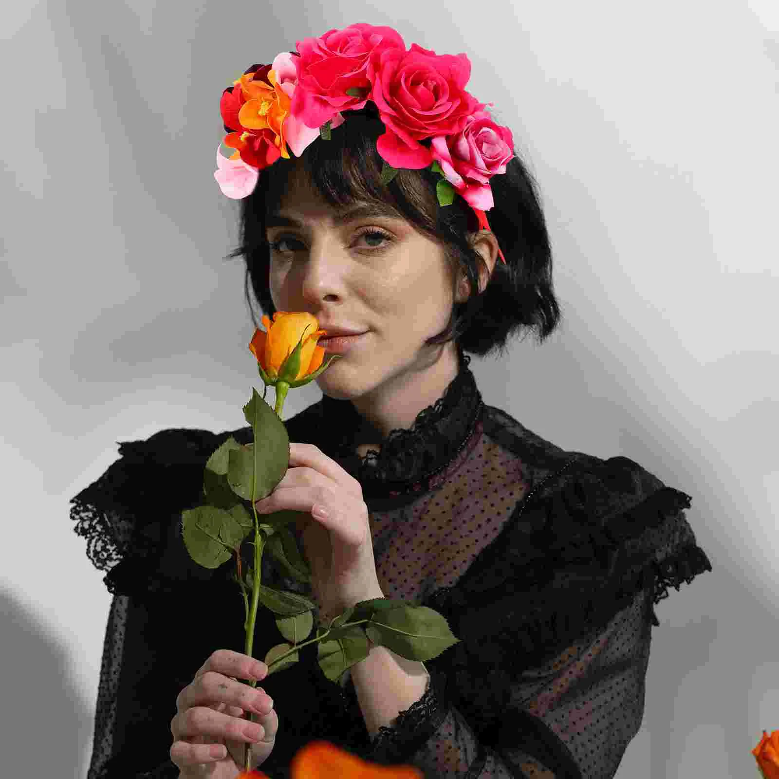 Повязка на голову с орхидеей готический головной убор обручи для волос Хэллоуин