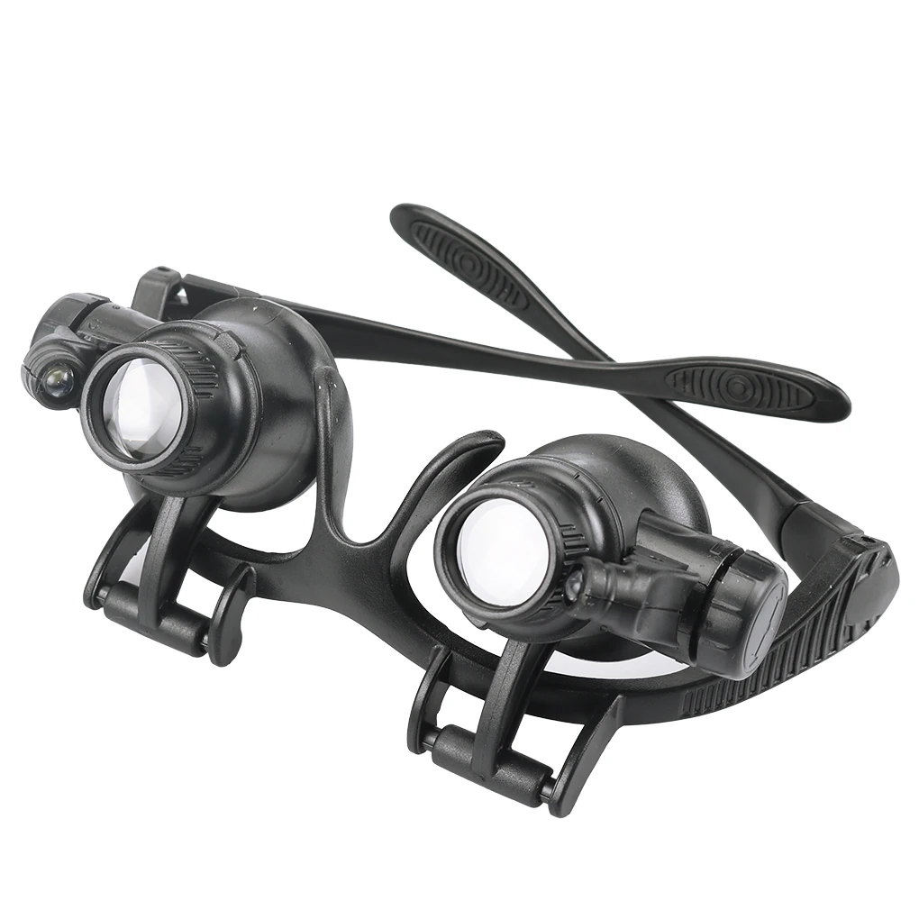 

Magnifying Glasses 10X 15X 20X 25X Eye Jewelry Watch Repair Magnifier Glasses With 2 LED Lights Microscope