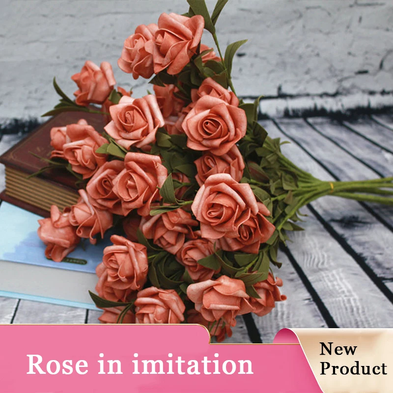 

1 Bouquet 5 heads Artificial Rose Flowers Foam PE Fake Flower Flores for DIY Living Room Home Garden Wedding Decoration Gift
