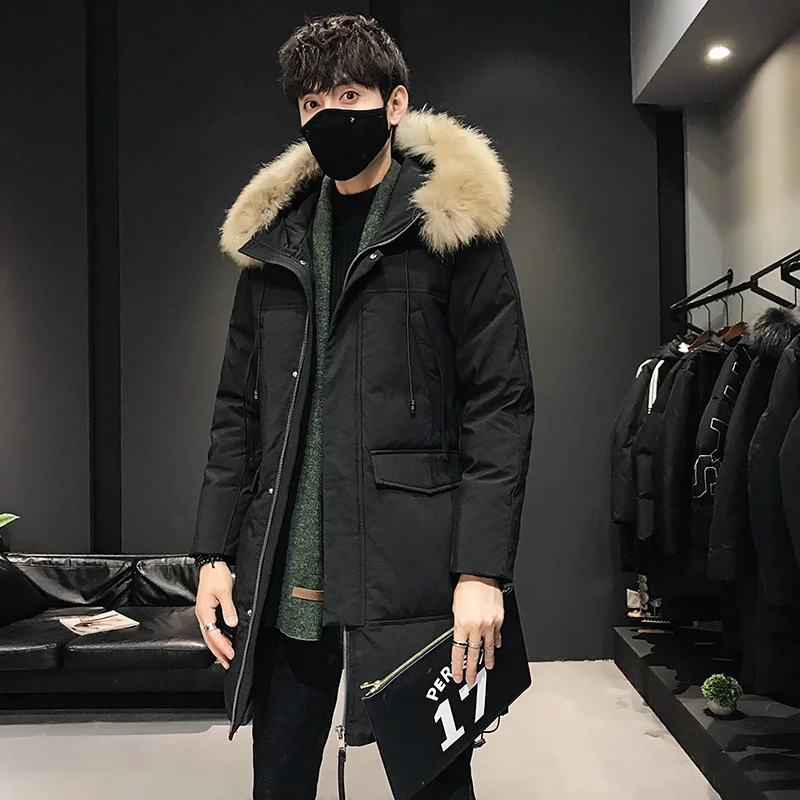 Mens Warm Jacket Winter Parka Fur Collar Windbreaker Down Coat Thick Black Coat Male Casual Autumn Warm Windpoof  Jackets Mens