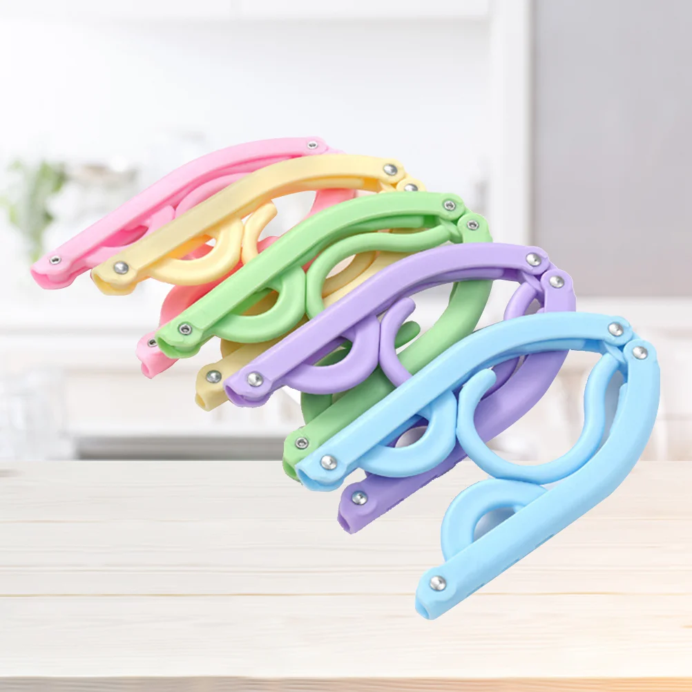 

10 PCS Travel Hangers Foldable Rack Portable Clothes Drying Plastic Accessories Folding
