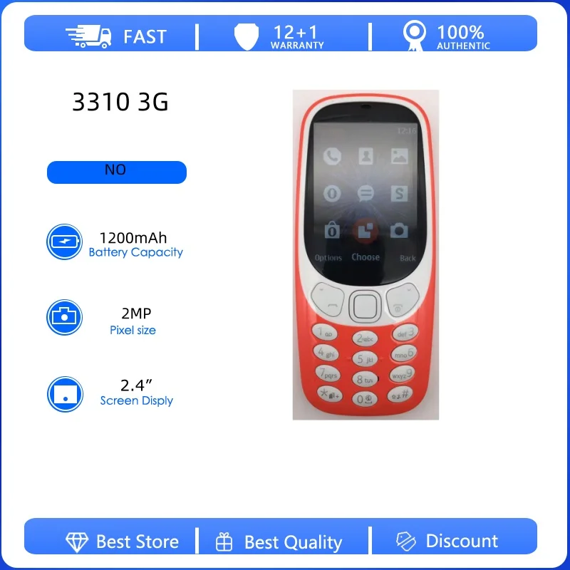 Фото Оригинальный восстановленный мобильный телефон Nokia 3310 3G 2017 года, с одной/двумя SIM-картами, разблокированный, 2 МП, с русской, арабской, ивритской клавиатурой, сделано в Финляндии №1