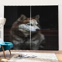 3d handsome and cool wolf dark pattern blackout curtain set suitable for home curtains in the living room and bedroom