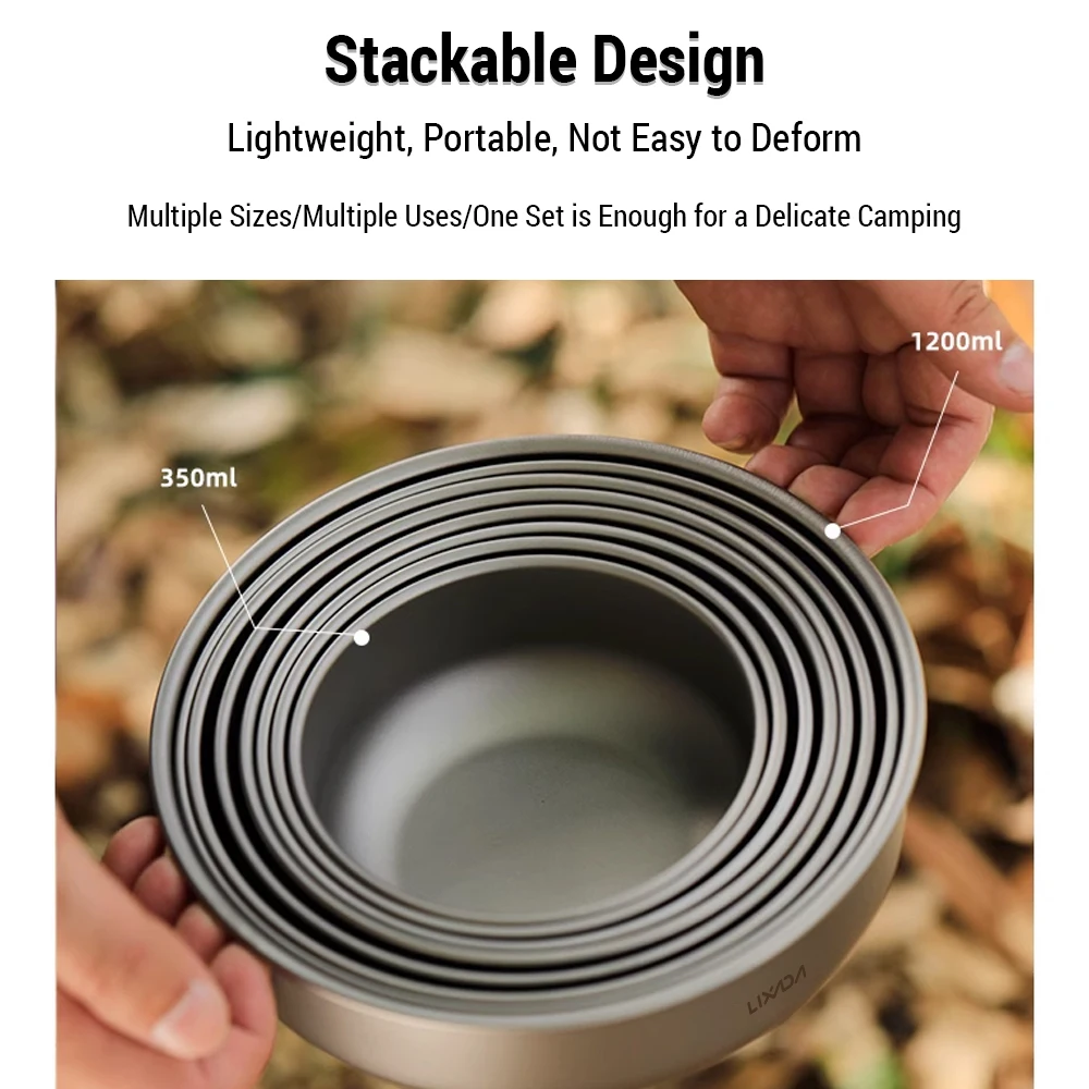 Титановая Чаша Lixada Набор Из 4 Сверхлегких Компактных Складных Походных Мисок Для