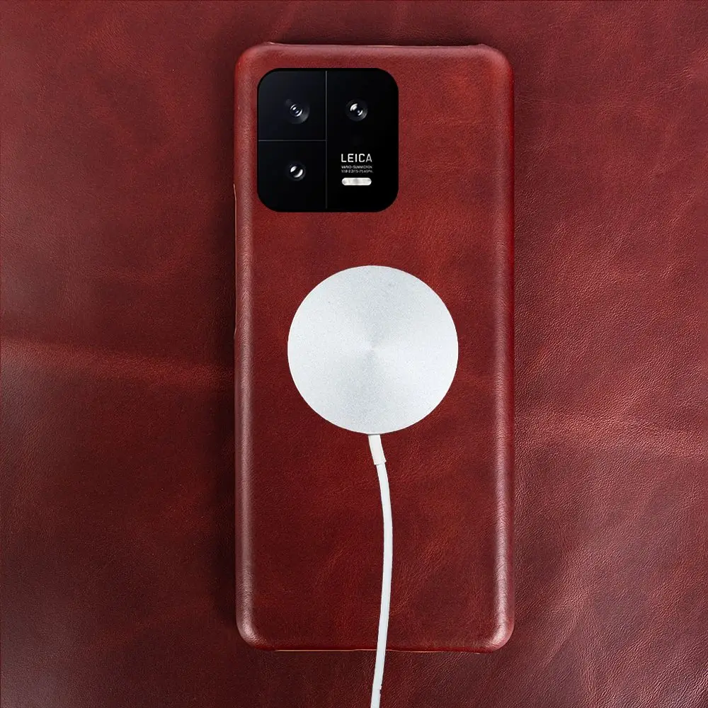 

Vintage For Xiaomi 13 Case Magsafe Hand Made Oil Wax Genuine Leather Case 13 Pro Cover Mi12Pro 12S Mi12 12tpro Magnetic shell
