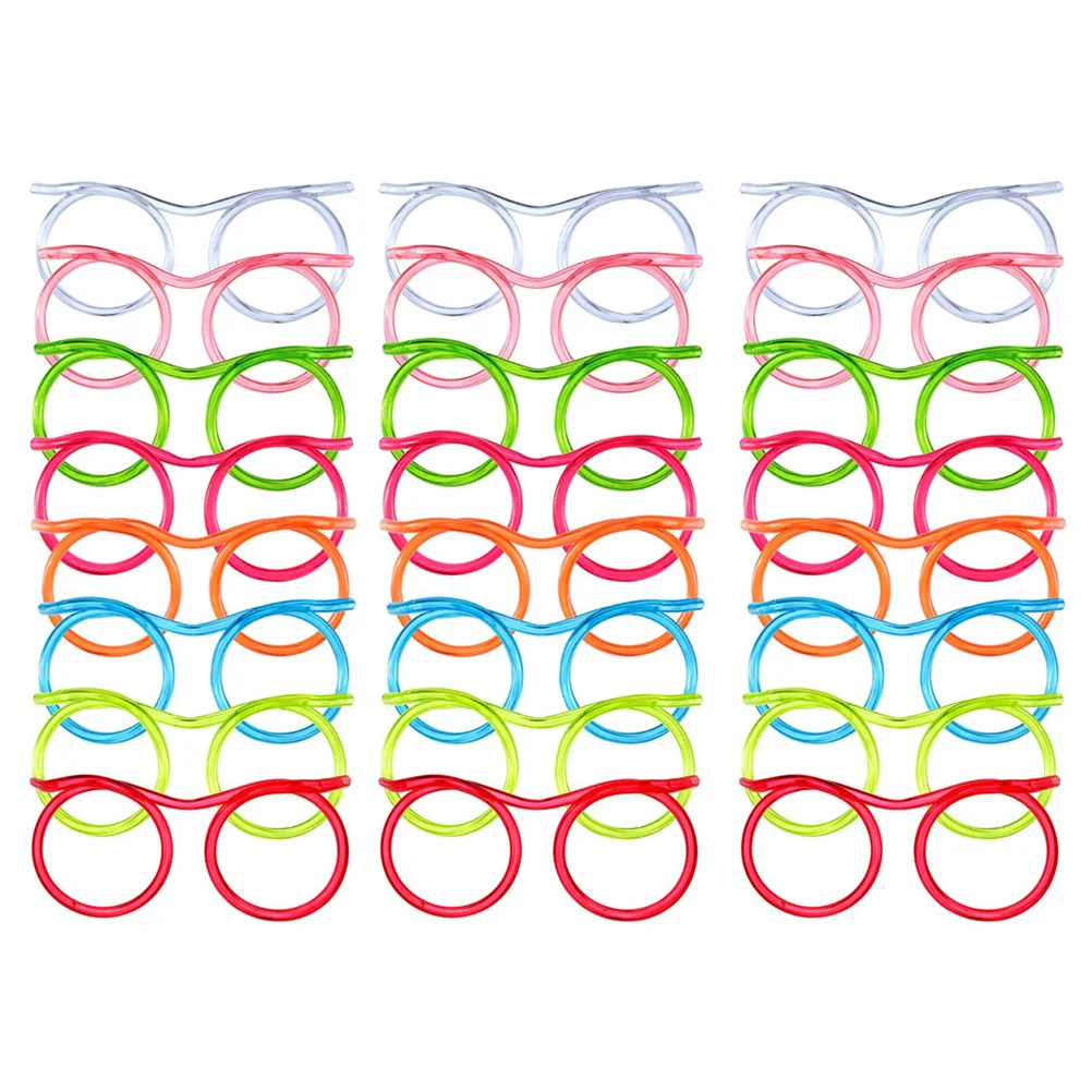 

24 Pcs Glasses Circulating Straw Eyewear Straws Taste Party Creative Plastic Funny Drinking