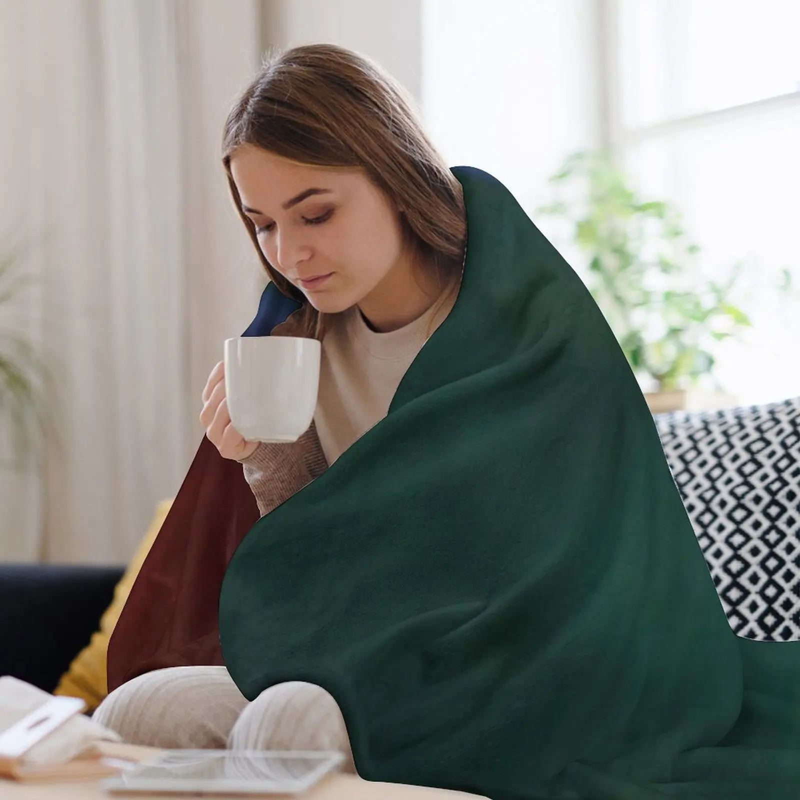 Марк Ротко - Земля и Зеленый 1955 г. Плед Симпатичные клетчатые украшения на диване