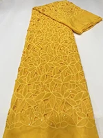 5yardspc high quality handcut african organza lace fabric with beautiful sequins embroidery for attractive party dress