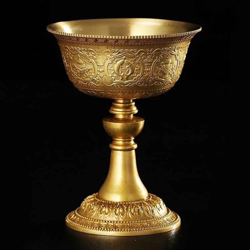 Тибетский латунный держатель для масляной лампы восемь благоприятных символов