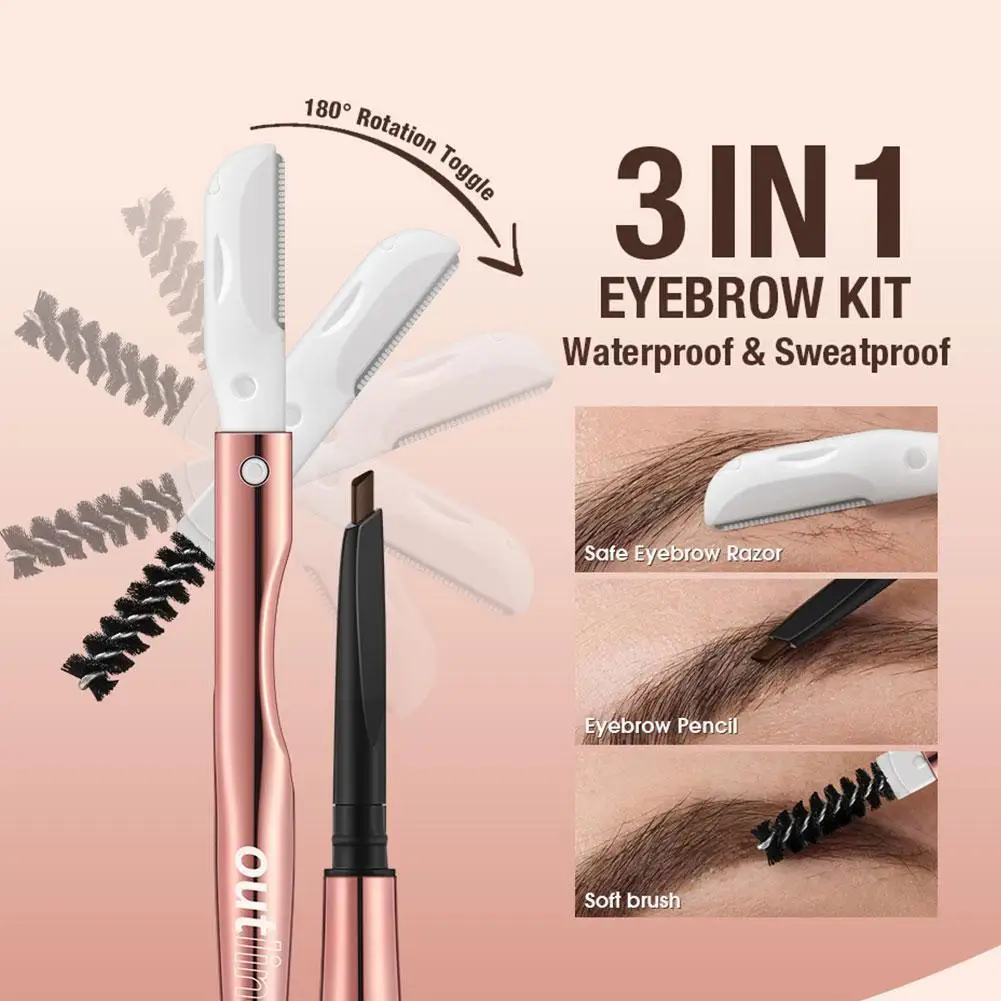

3 In 1 Eyebrow Pencil Fine Precise Brow Definer Waterproof Brown Eye Brow With Trimmer 4 Eyebrow Colors Pen Natural P2K5
