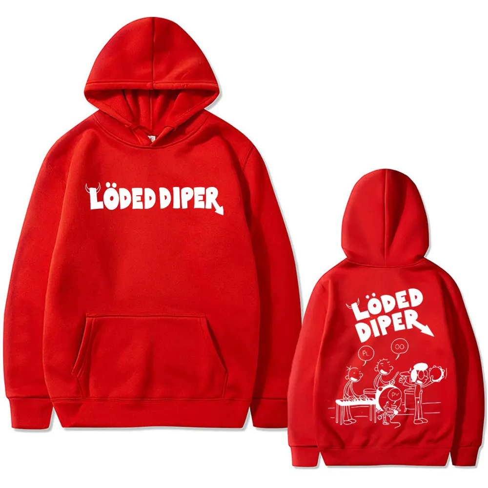 Loded Diper Hoodie Men Women's Vintage Rock Oversized Sweatshirt Men's Fleece Cotton Hoodies Hip Hop Fashion Streetwear