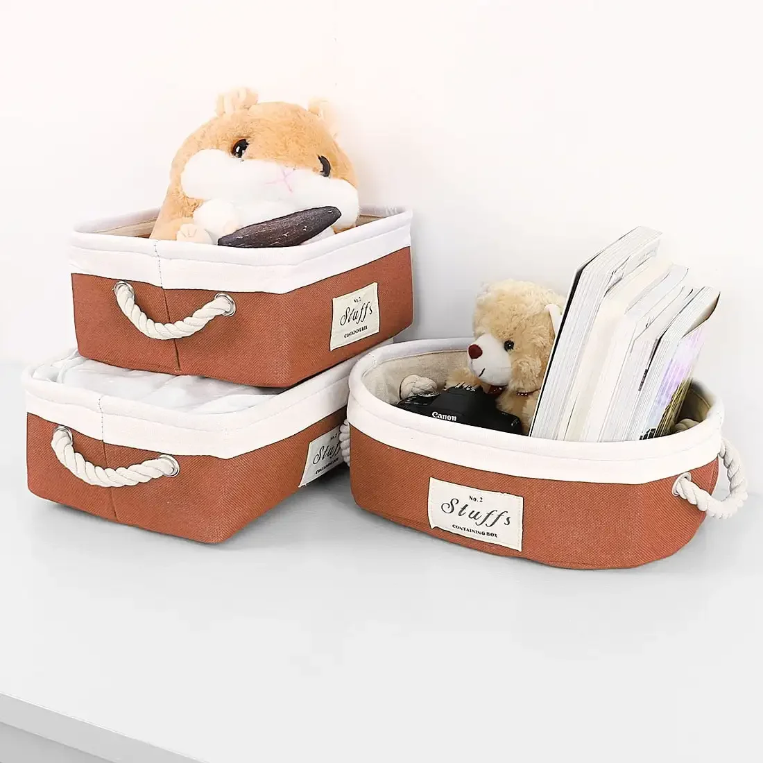 

Free Shipping Foldable Fabric Storage Bins Basket Storage Containder Handles