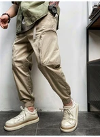 mens carrot pants spring and autumn american korean style solid cotton three dimensional big pocket casual pencil cargo pants