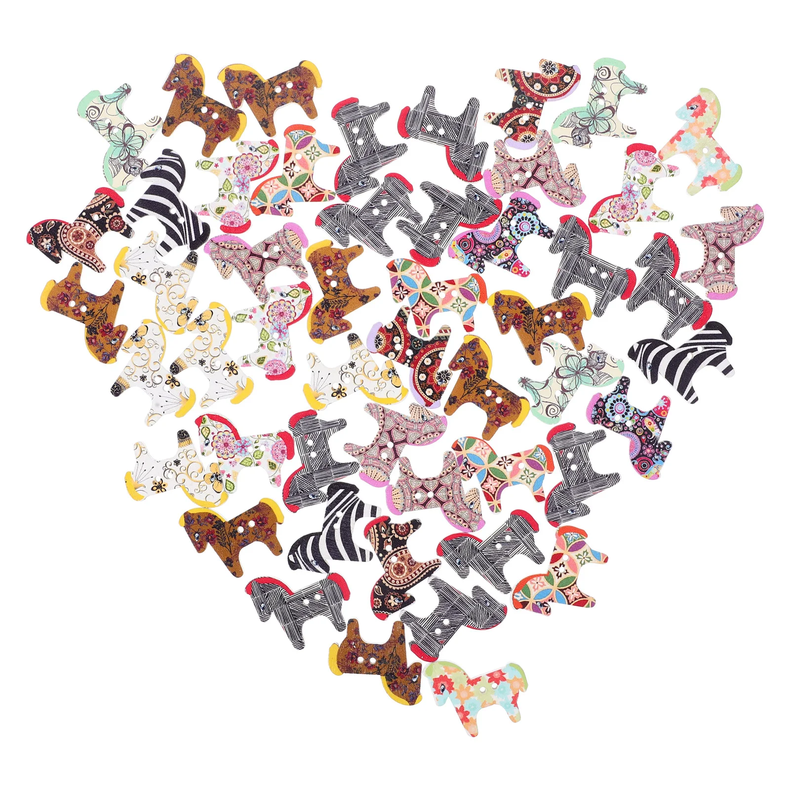 

Horse Miniature Flatbacks Printed Wooden Buttons Miniture Decoration Painted Pony
