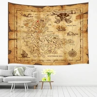super detailed treasure map pirates gold secret sea history theme island map tapestry wide wall hanging for bedroom living room