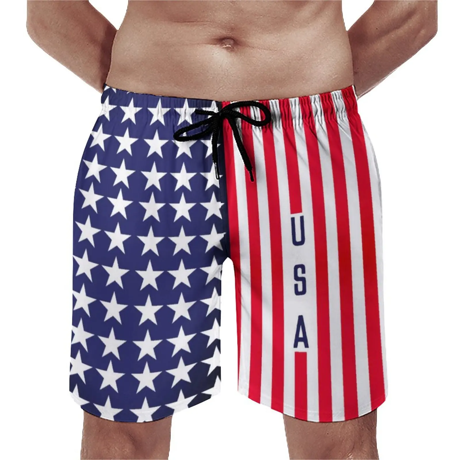 

Шорты для спортзала с американским флагом США, патриотические спортивные короткие штаны в полоску с современными звездочками для серфинга и пляжа, быстросохнущие забавные пляжные трусы большого размера