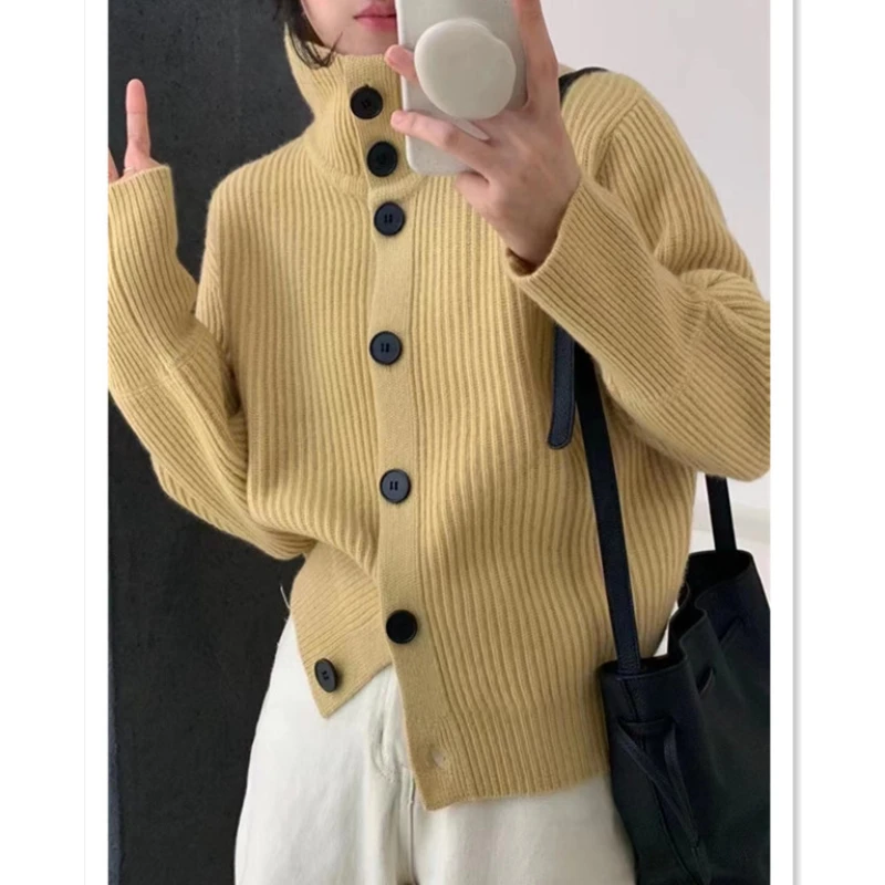 

Korean Style High Collar Women Sweater Female Long Sleeve Top Casual Pullover Knitted Sweaters Winter Autumn Cardigans 2022 New