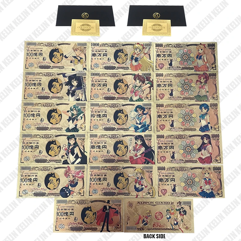

NEW 5+10 Designs Sailor MooonJapanese Classic Anime 10000 Yen Gold Banknote for Childhood Memory Collection